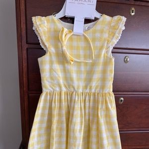 Yellow Gingham Dress Tahari Girl size 8 NEW NWT